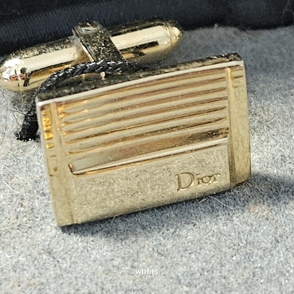 Vintage Christian Dior Gold Tone Cufflinks and Tie Bar Set with Original Box - Picture 3 of 5